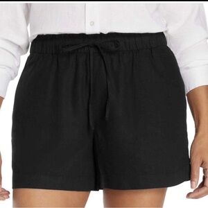 Gap Women's Linen Blend Black Drawstring Shorts with Pockets, Size L